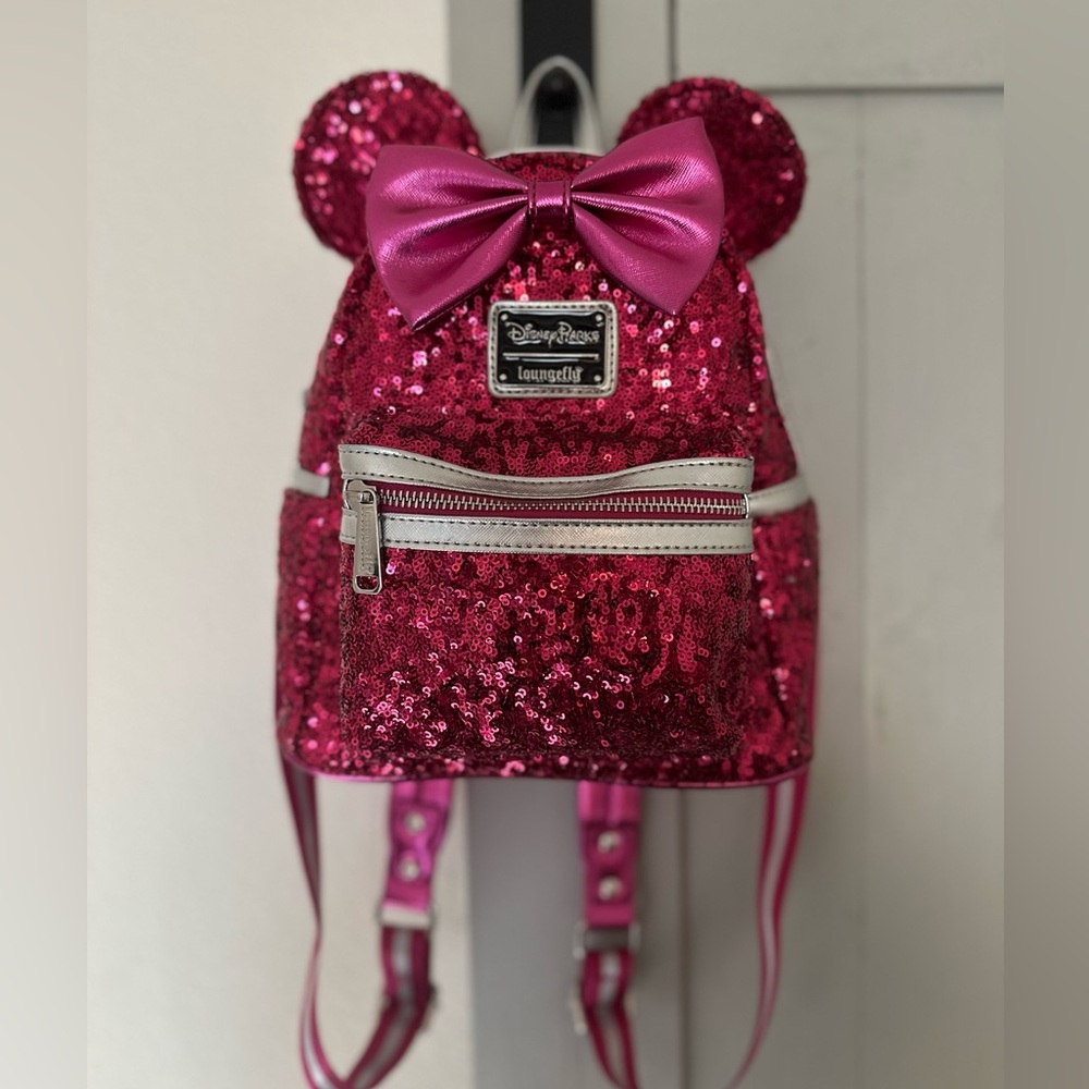 Disney parks imagination pink sequin Loungefly mini backpack